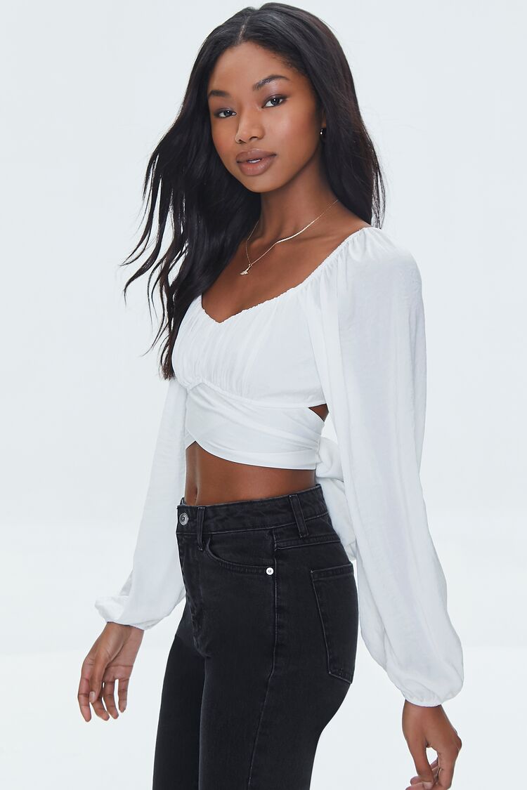 Satin Wraparound Crop Top