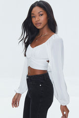 Satin Wraparound Crop Top