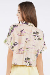 Tropical Print Linen-Blend Shirt
