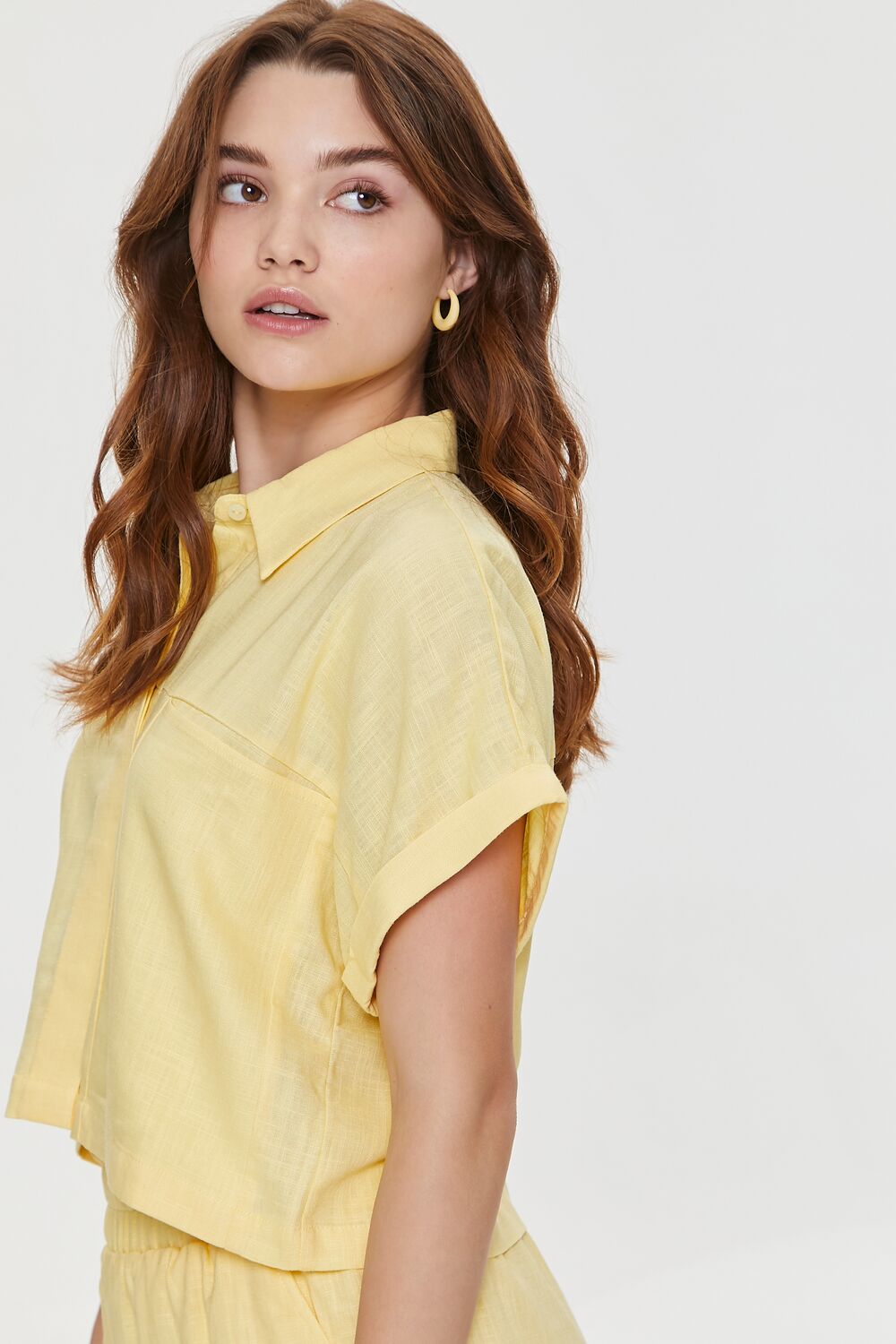 Cropped Linen-Blend Shirt