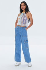 Reworked Boston Graphic Crop Top