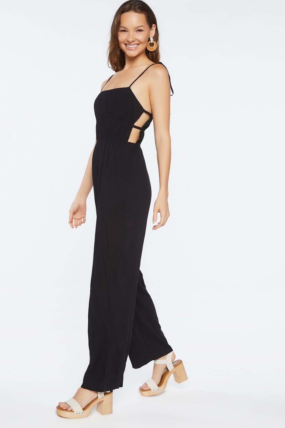 Ruched Tie-Strap Jumpsuit