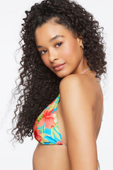 Tropical Floral Print Bikini Top