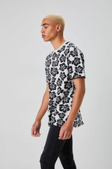 Tropical Floral Print Crew Neck Tee