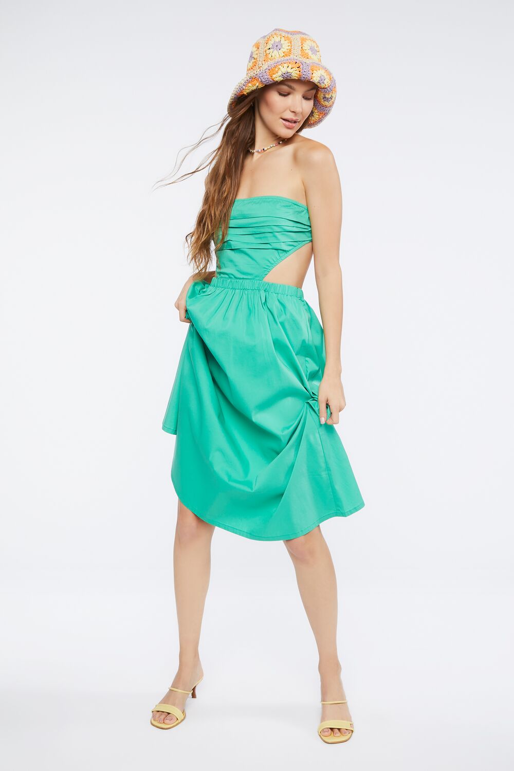 Poplin Cutout Fit & Flare Midi Dress