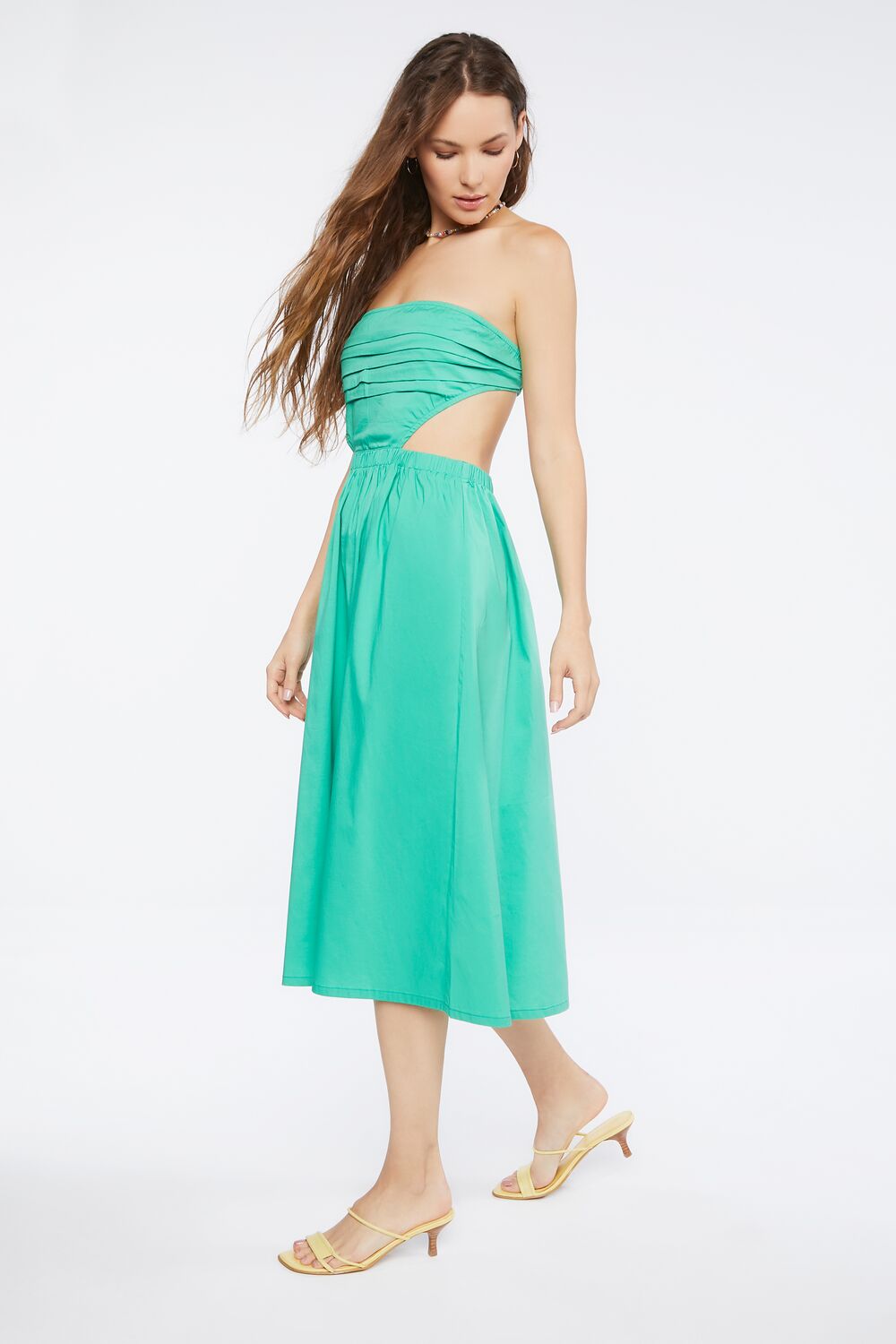 Poplin Cutout Fit & Flare Midi Dress