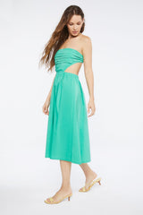Poplin Cutout Fit & Flare Midi Dress