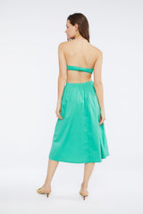Poplin Cutout Fit & Flare Midi Dress
