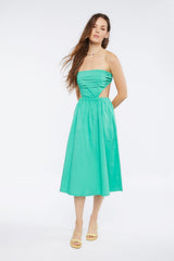 Poplin Cutout Fit & Flare Midi Dress
