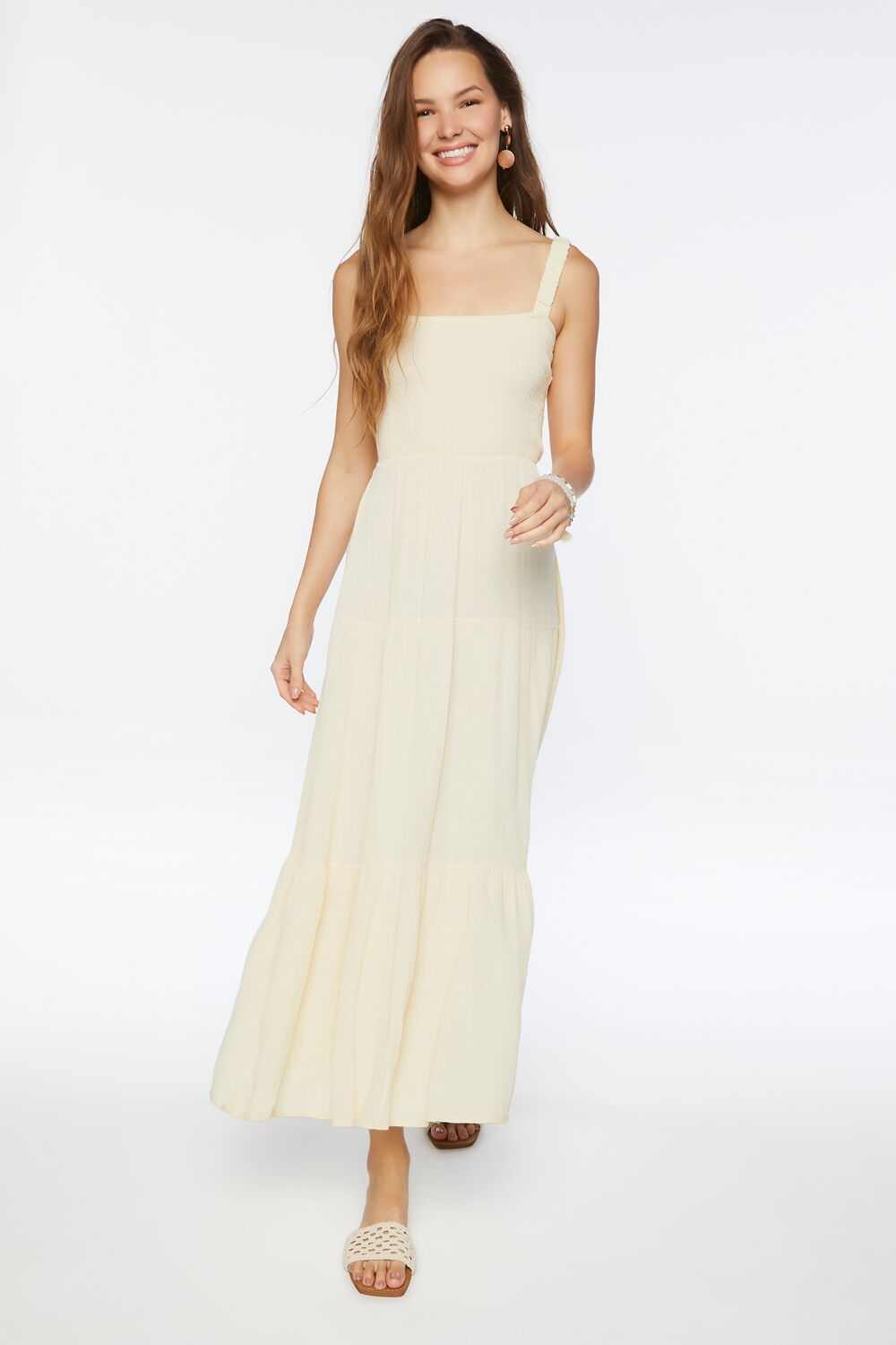 Smocked Strappy Midi Dress