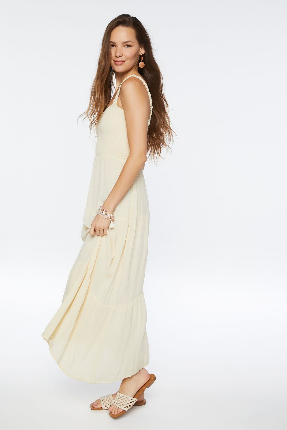 Smocked Strappy Midi Dress