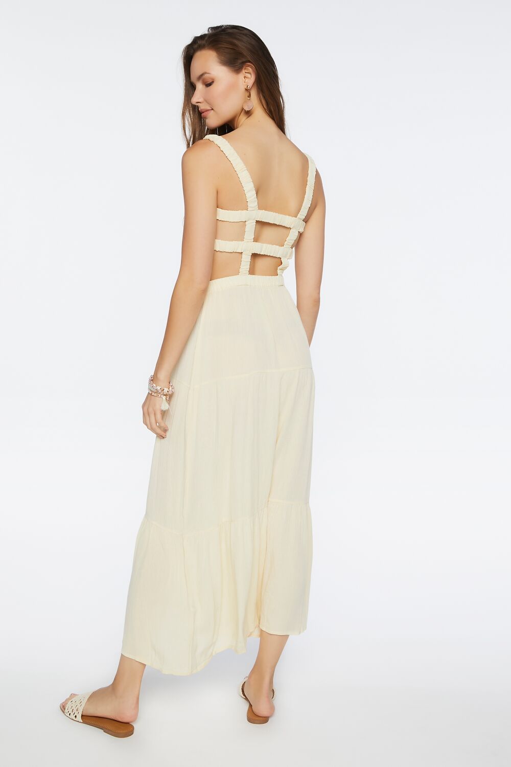 Smocked Strappy Midi Dress