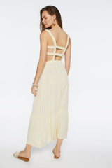 Smocked Strappy Midi Dress