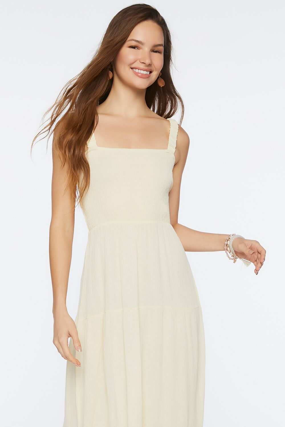 Smocked Strappy Midi Dress