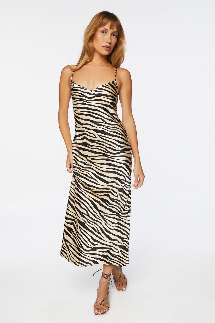 Tiger Striped Tie-Back Midi Dress