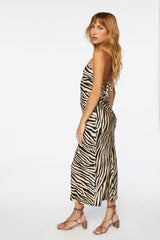 Tiger Striped Tie-Back Midi Dress