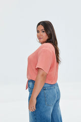Plus Size Tie-Hem Crop Top