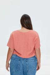 Plus Size Tie-Hem Crop Top