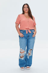 Plus Size Tie-Hem Crop Top