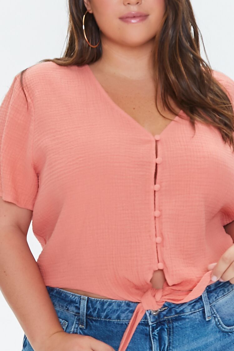 Plus Size Tie-Hem Crop Top