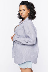 Plus Size Pinstriped Poplin Shirt