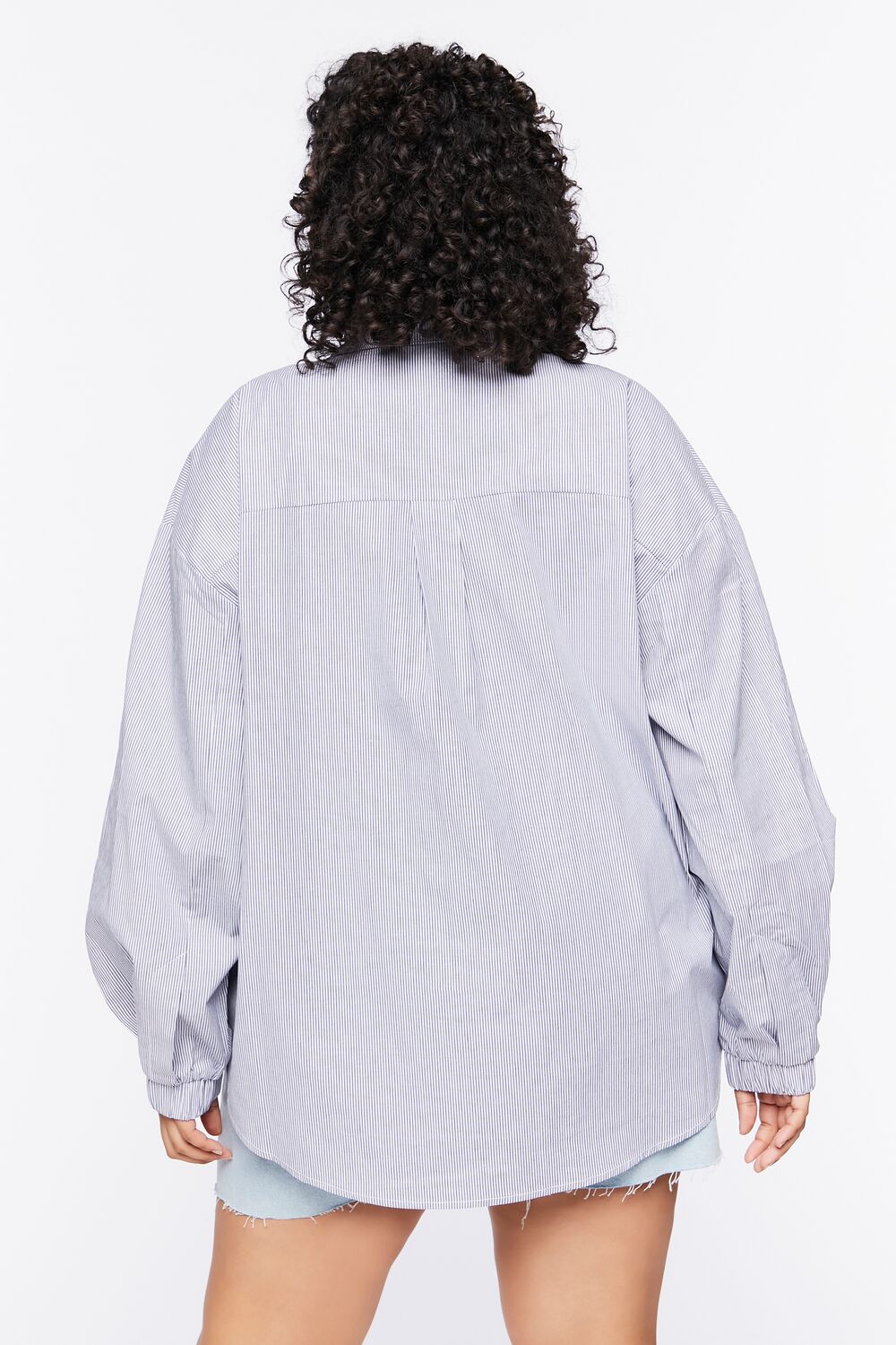 Plus Size Pinstriped Poplin Shirt