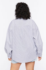 Plus Size Pinstriped Poplin Shirt