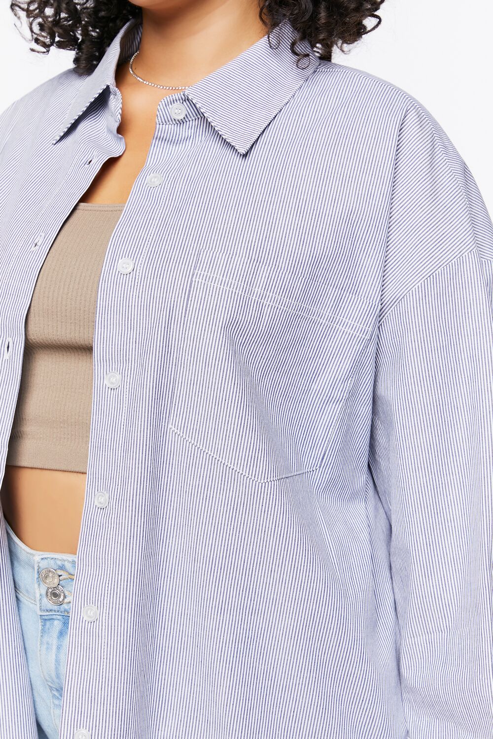 Plus Size Pinstriped Poplin Shirt