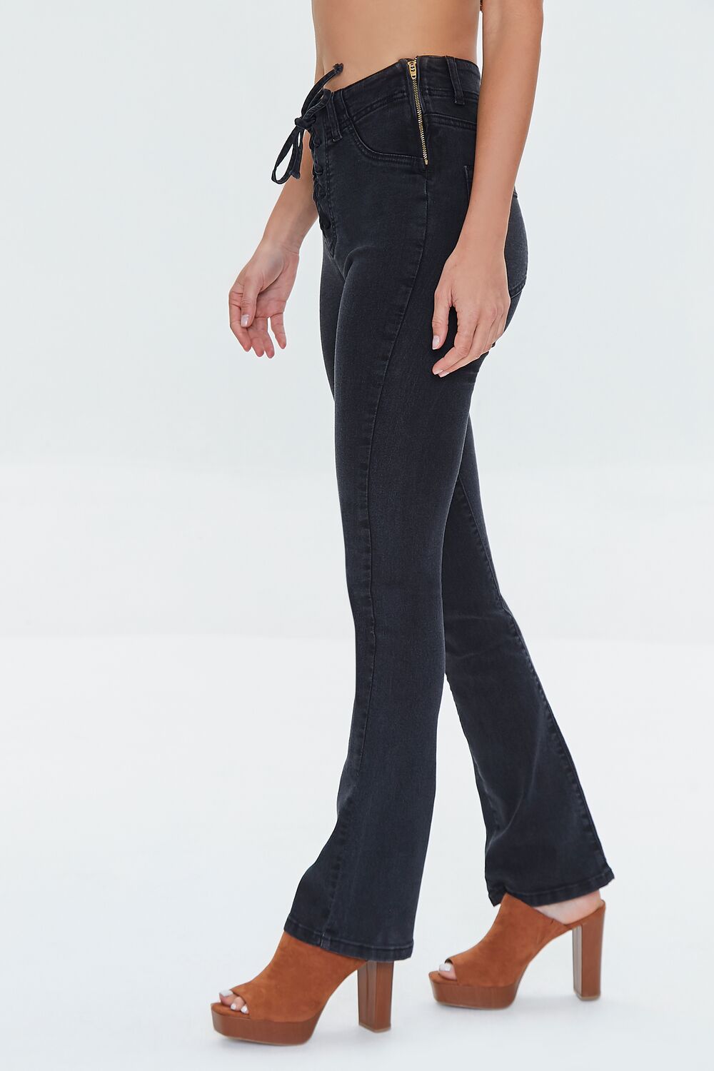 High-Rise Lace-Up Bootcut Jeans