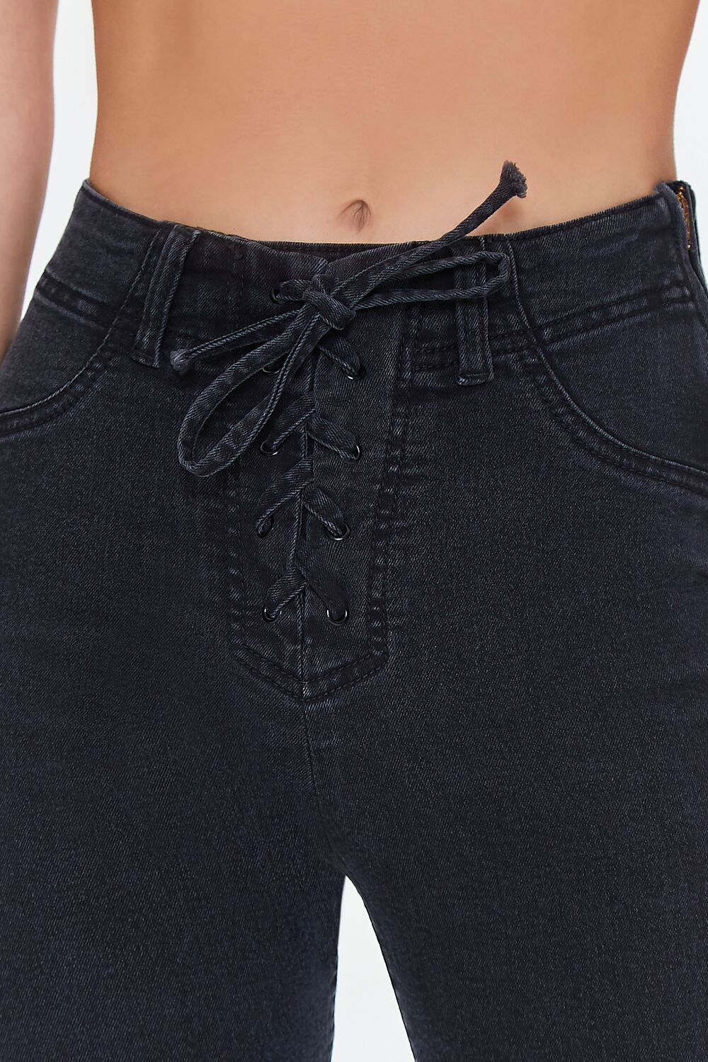 High-Rise Lace-Up Bootcut Jeans