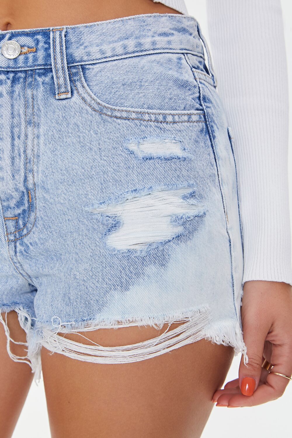 Frayed High-Rise Denim Shorts