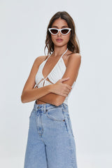 Tinted Cat-Eye Chain Sunglasses