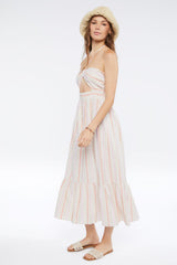 Striped Linen-Blend Midi Dress