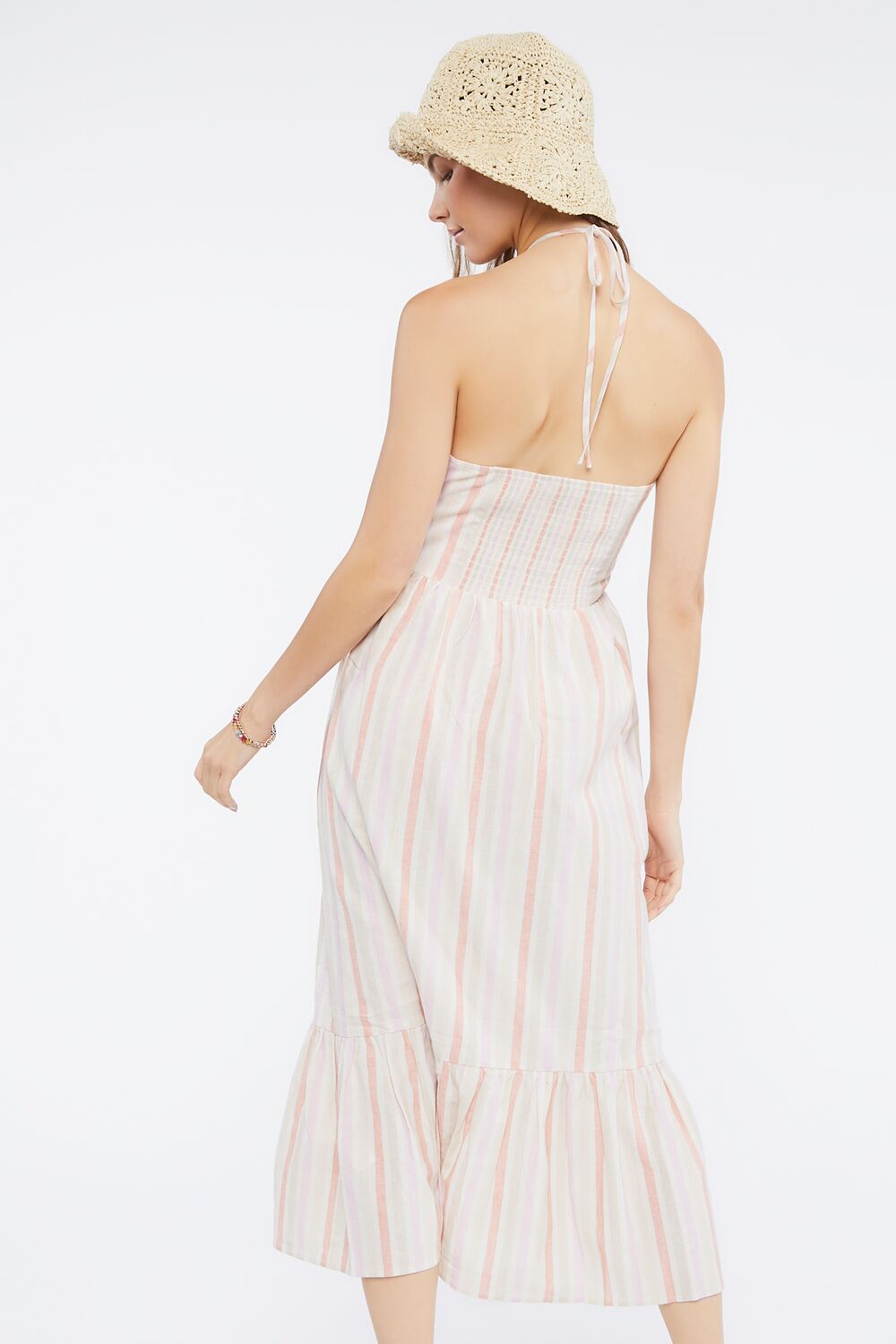 Striped Linen-Blend Midi Dress