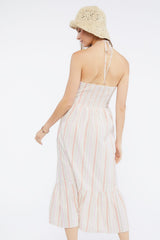 Striped Linen-Blend Midi Dress