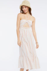 Striped Linen-Blend Midi Dress