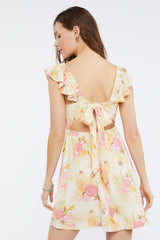 Starfish Print Tie-Back Mini Dress
