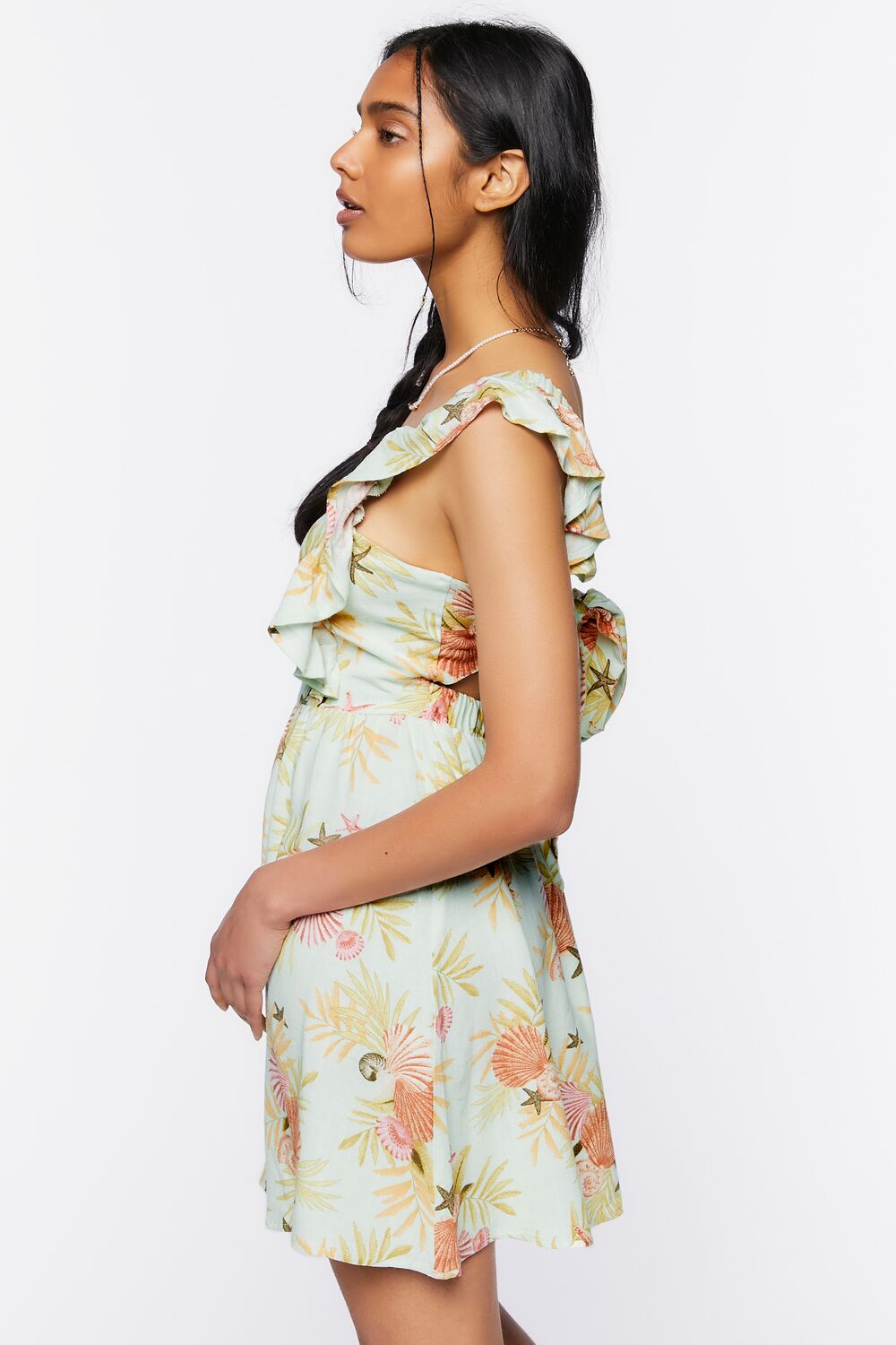 Starfish Print Tie-Back Mini Dress