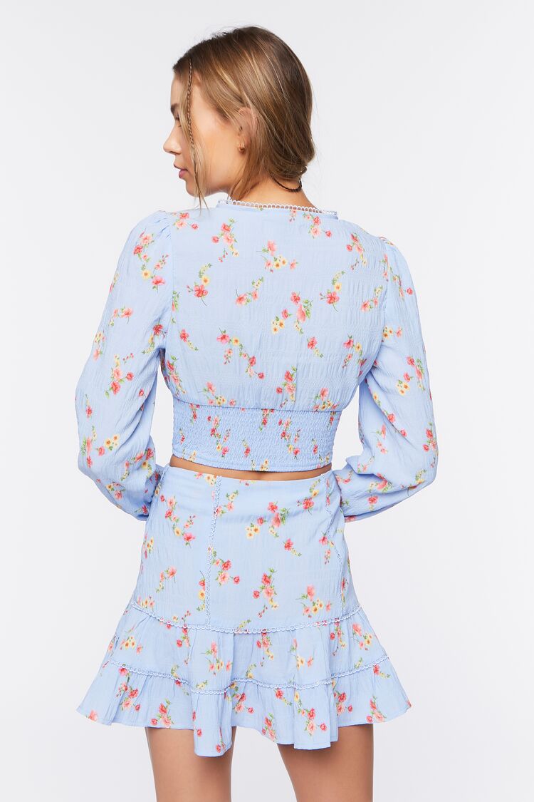 Floral Print Crop Top & Mini Skirt Set