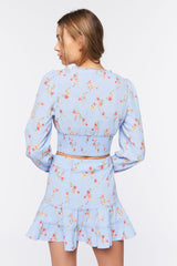 Floral Print Crop Top & Mini Skirt Set