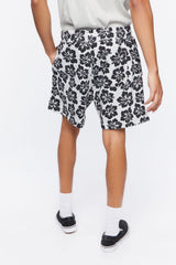 Tropical Floral Print Drawstring Shorts