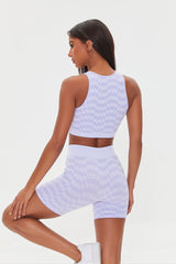 Checkered Print Crop Top & Biker Shorts Set