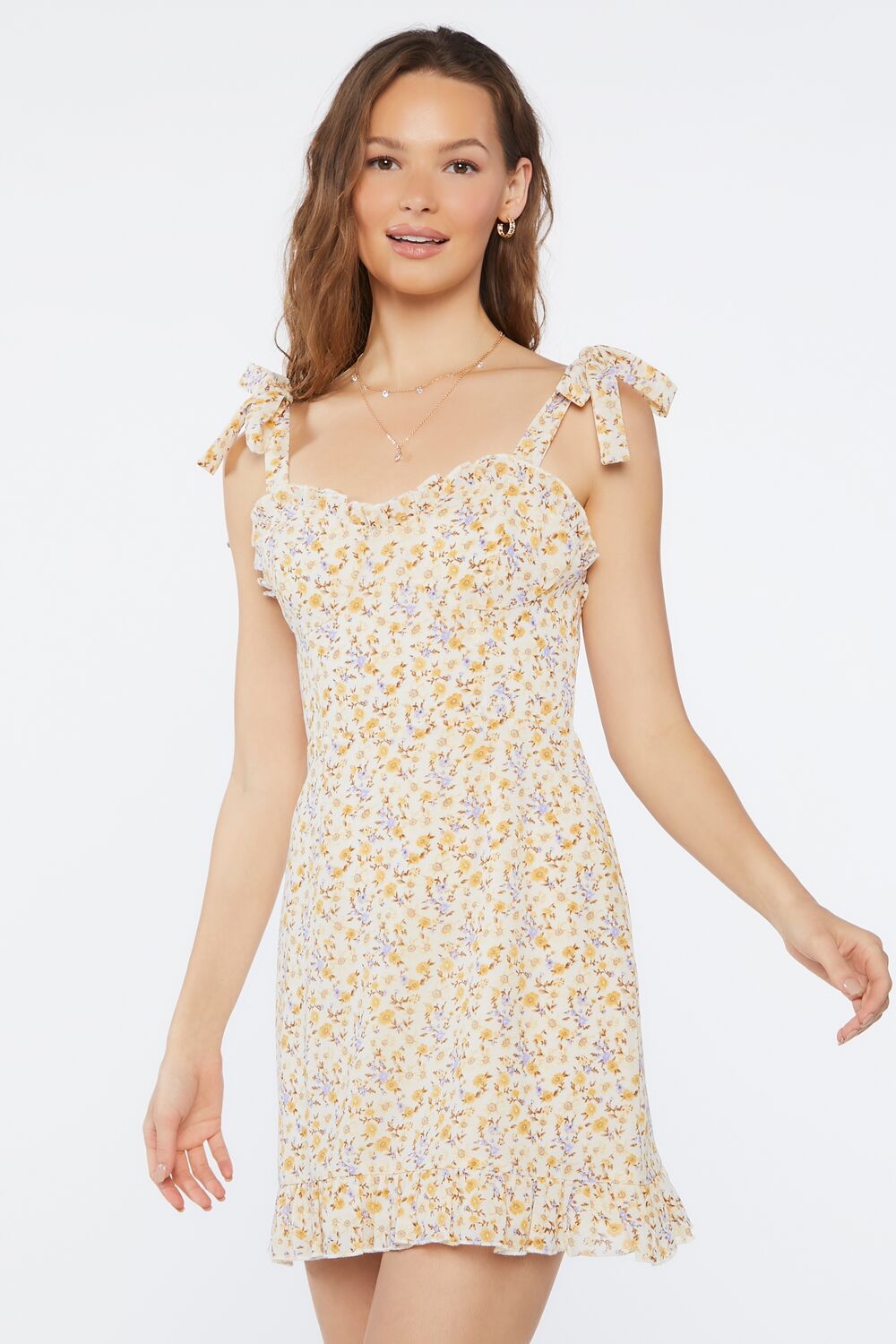 Floral Print Tie-Strap Mini Dress