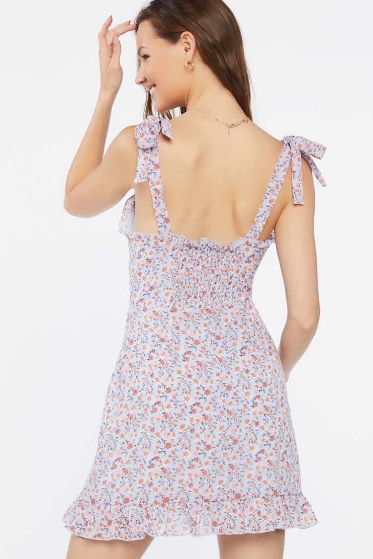 Floral Print Tie-Strap Mini Dress