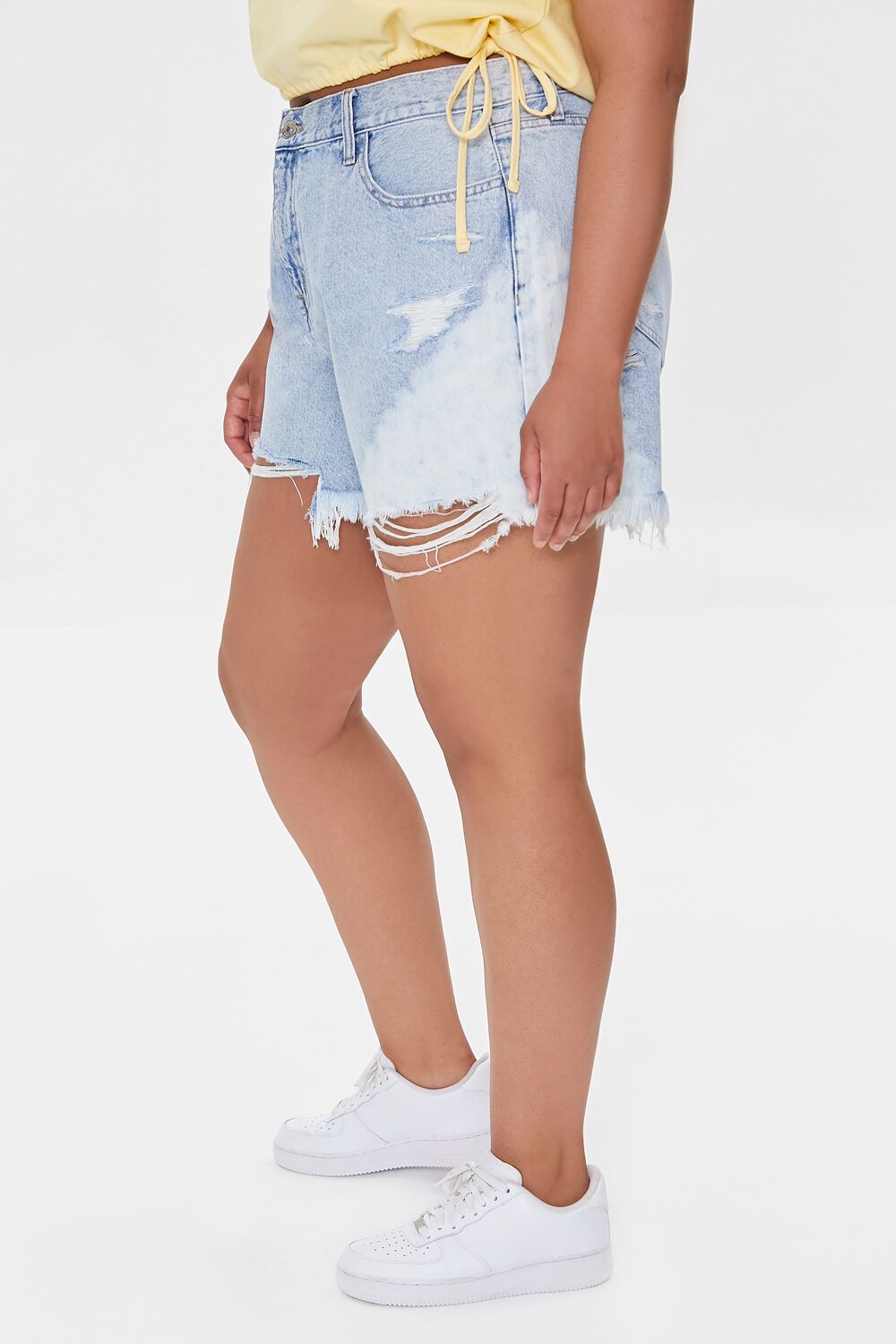 Plus Size Frayed Denim Shorts
