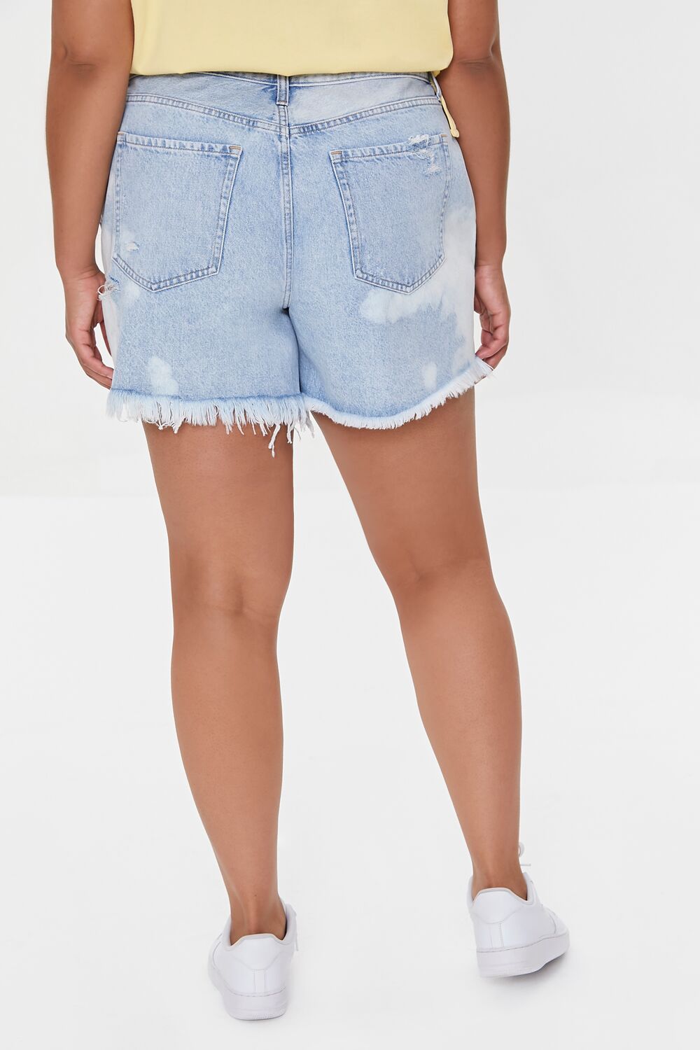 Plus Size Frayed Denim Shorts
