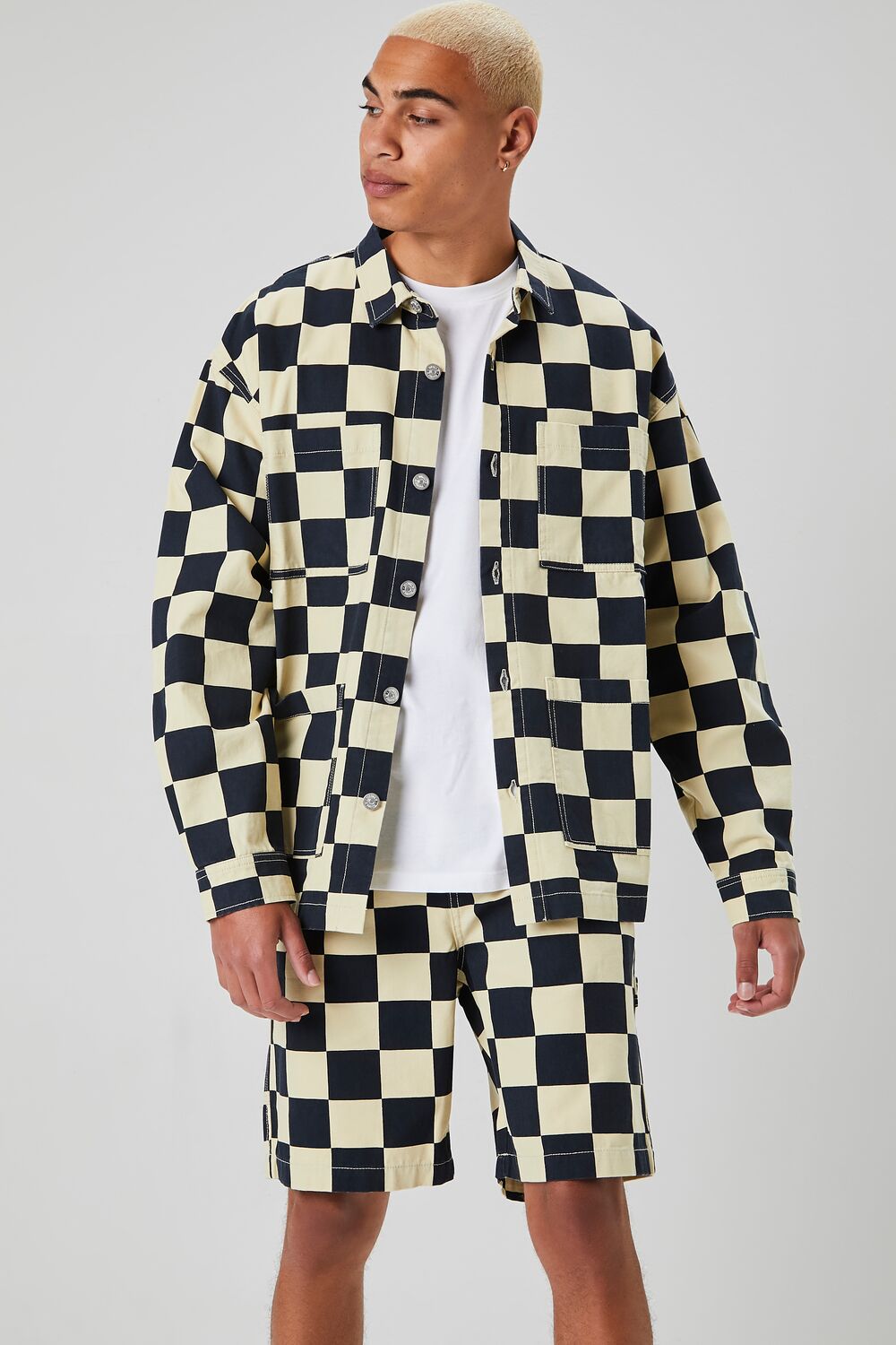 Checkered Button-Front Jacket