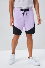 Colorblock Lace-Up Swim Trunks