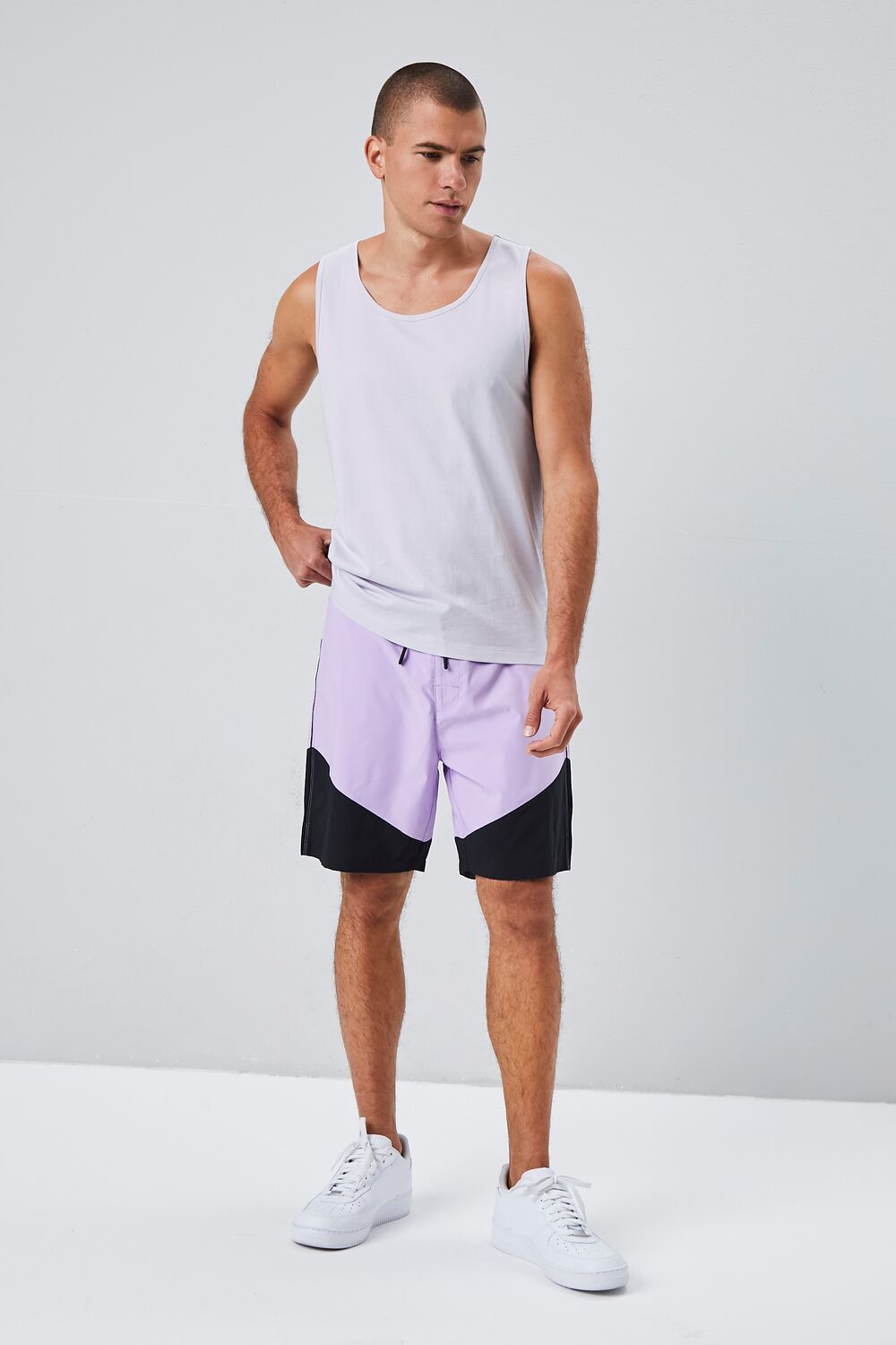 Colorblock Lace-Up Swim Trunks