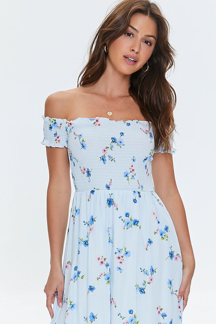 Floral Off-the-Shoulder Midi Dress
